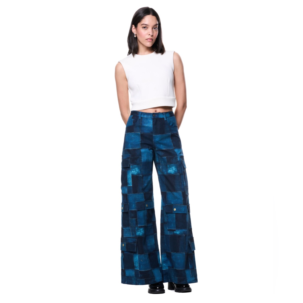 The Kit L Kia Cargo Pant L Blue Patchwork